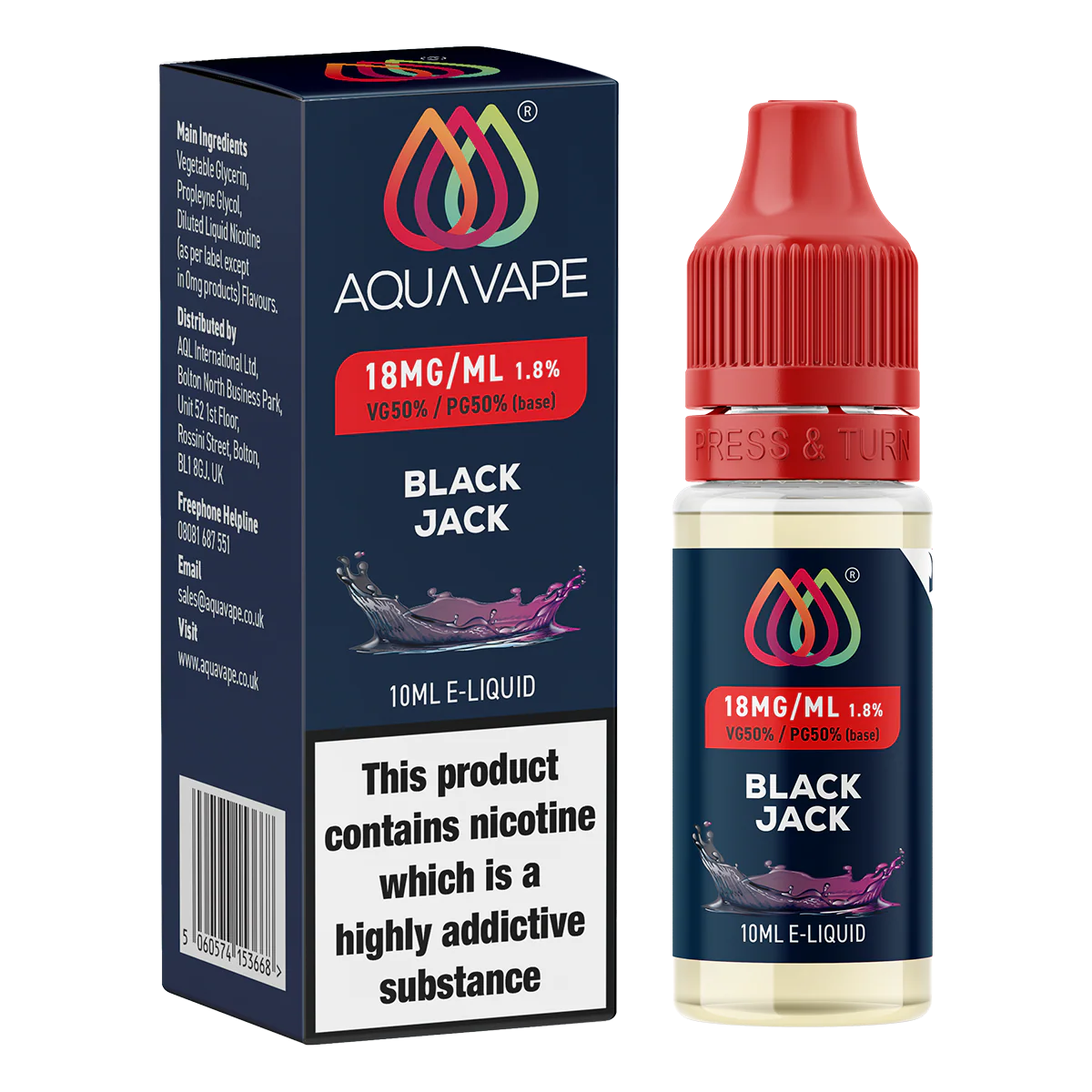 Black Jack E-Liquid by Aquavape - 10ml - Image 2