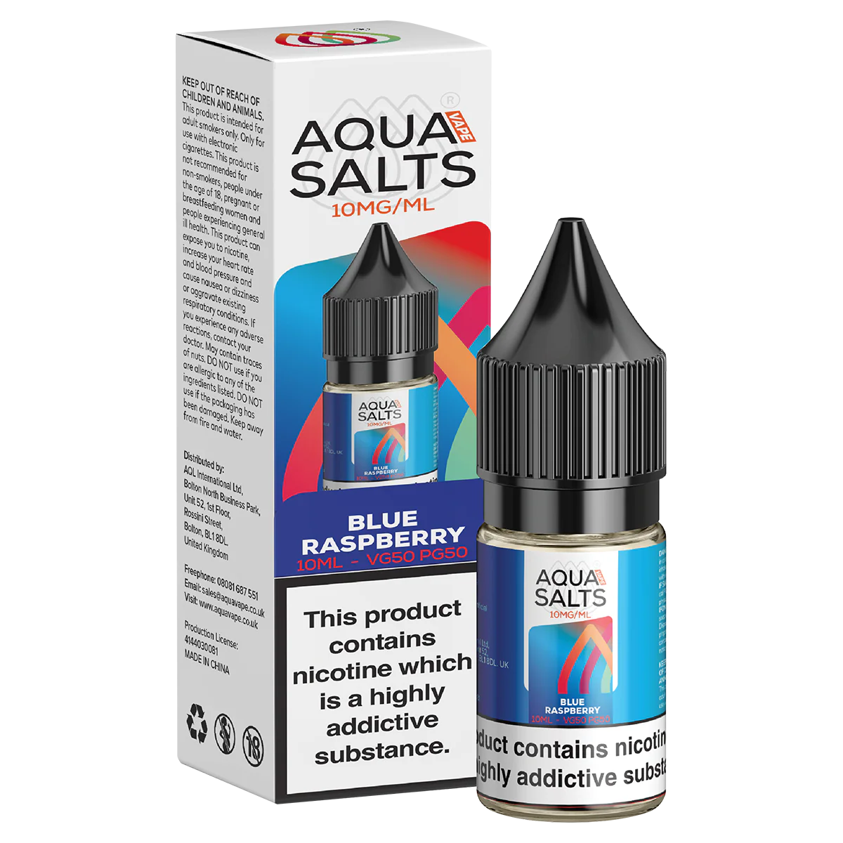 Blue Raspberry Nic Salt by Aqua Salts 10ml