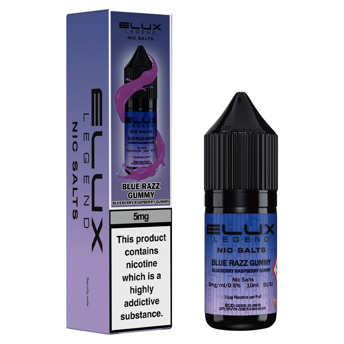 Blue Razz Gummy Nic Salt by Elux 10ml - Image 2