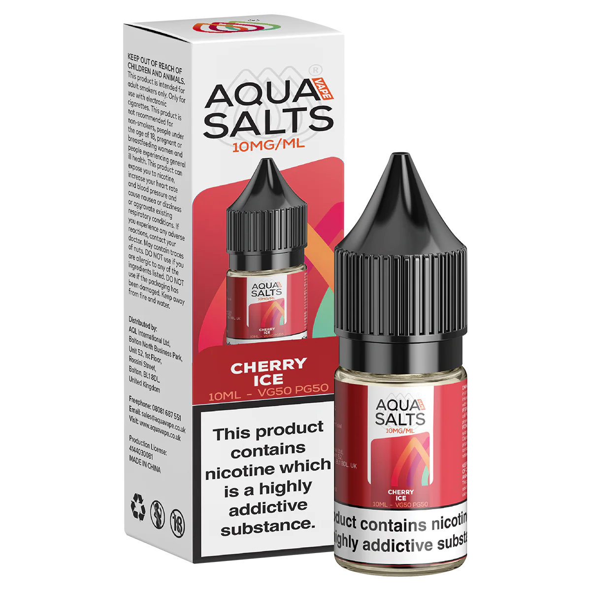 Cherry Ice Nic Salt by Aqua Salts 10ml