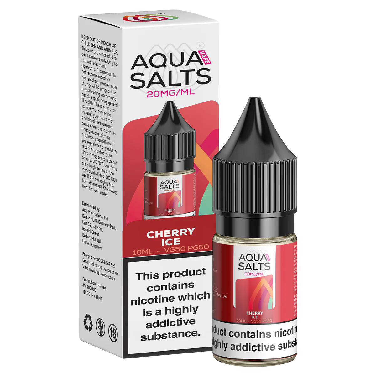 Cherry Ice Nic Salt by Aqua Salts 10ml - Image 2