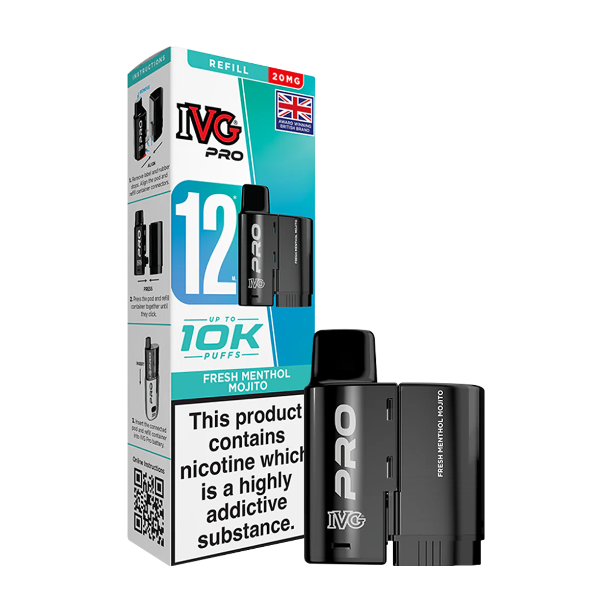 Fresh Menthol Mojito IVG Pro 12 Refill Pack