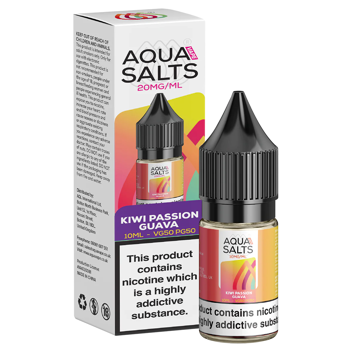 Kiwi Passion Guava Nic Salt by Aqua Salts 10ml - Image 2