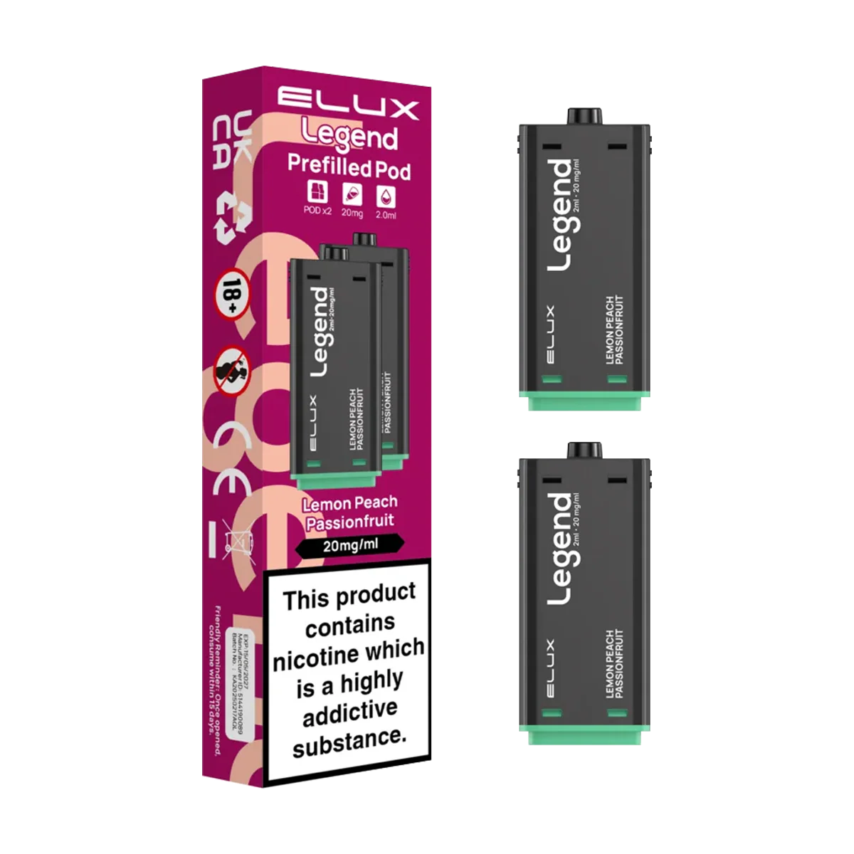 Lemon Peach Passionfruit Elux Legend 1500 Pods