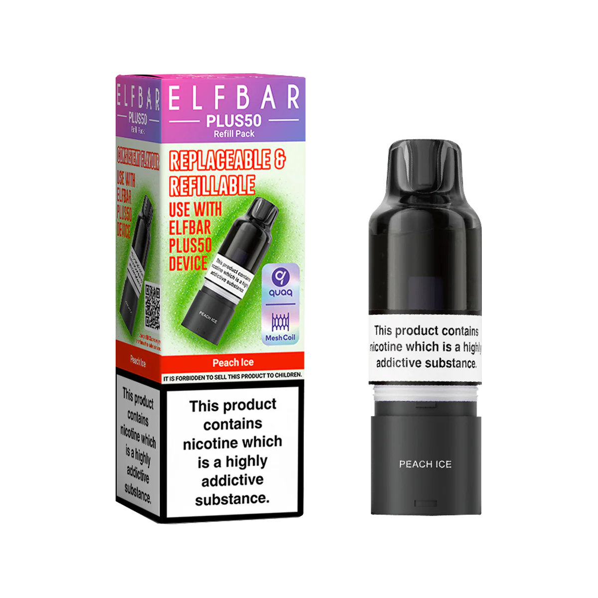 Peach Ice ElfBar Plus 50 Refill Pack