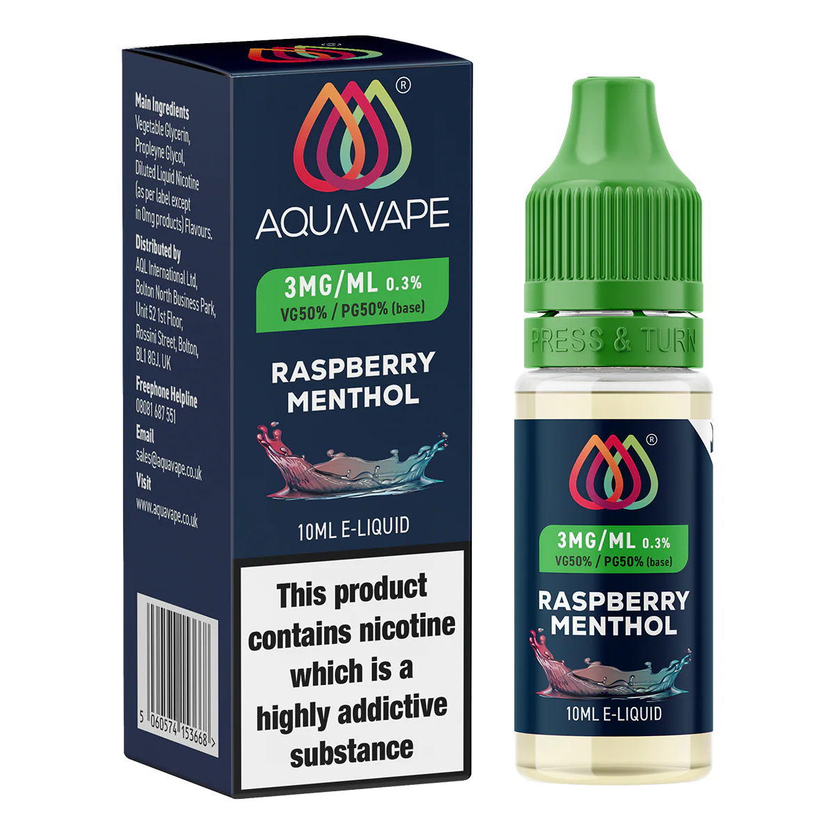 Raspberry Menthol E-Liquid by Aquavape - 10ml - Image 2
