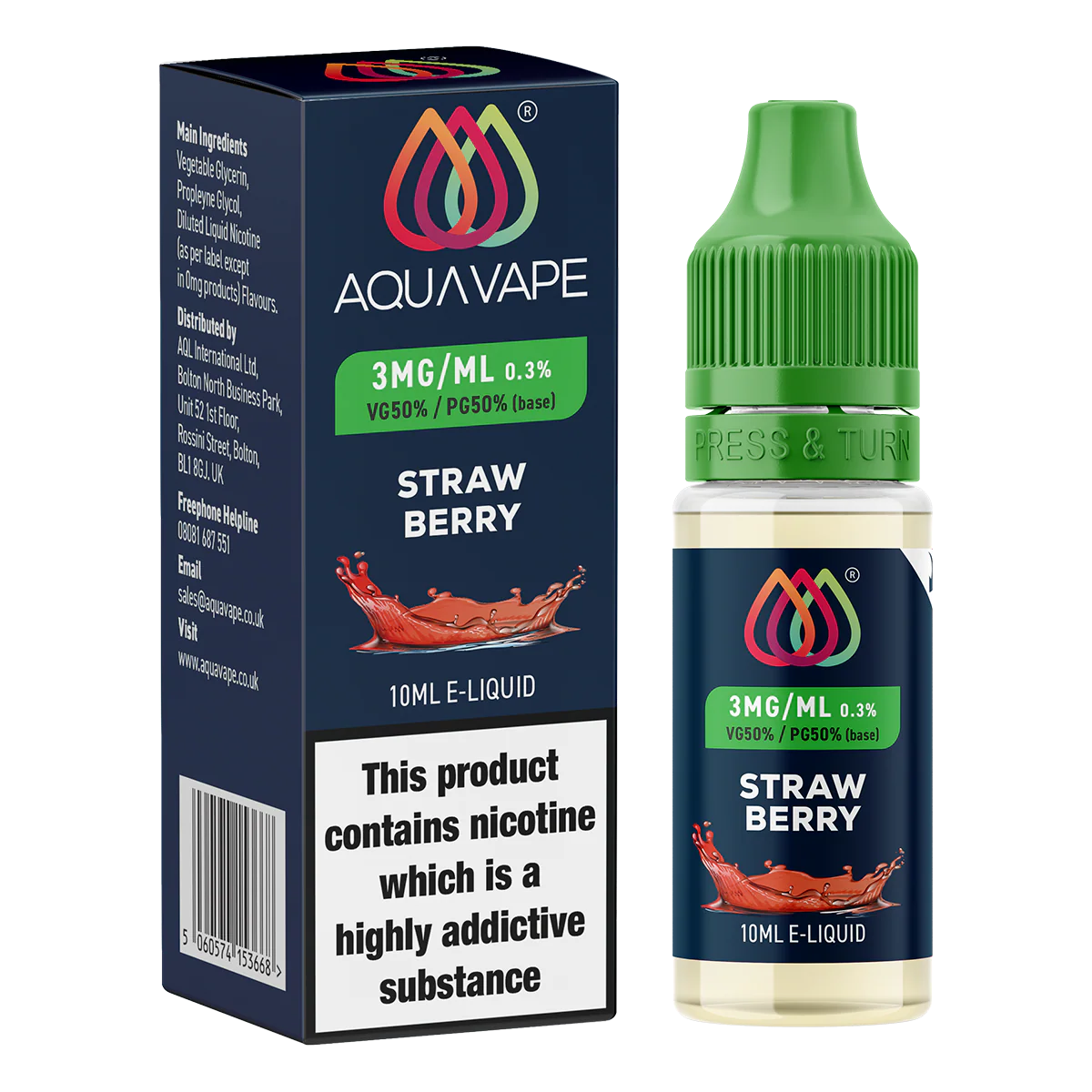 Strawberry E-Liquid by Aquavape - 10ml - Image 3