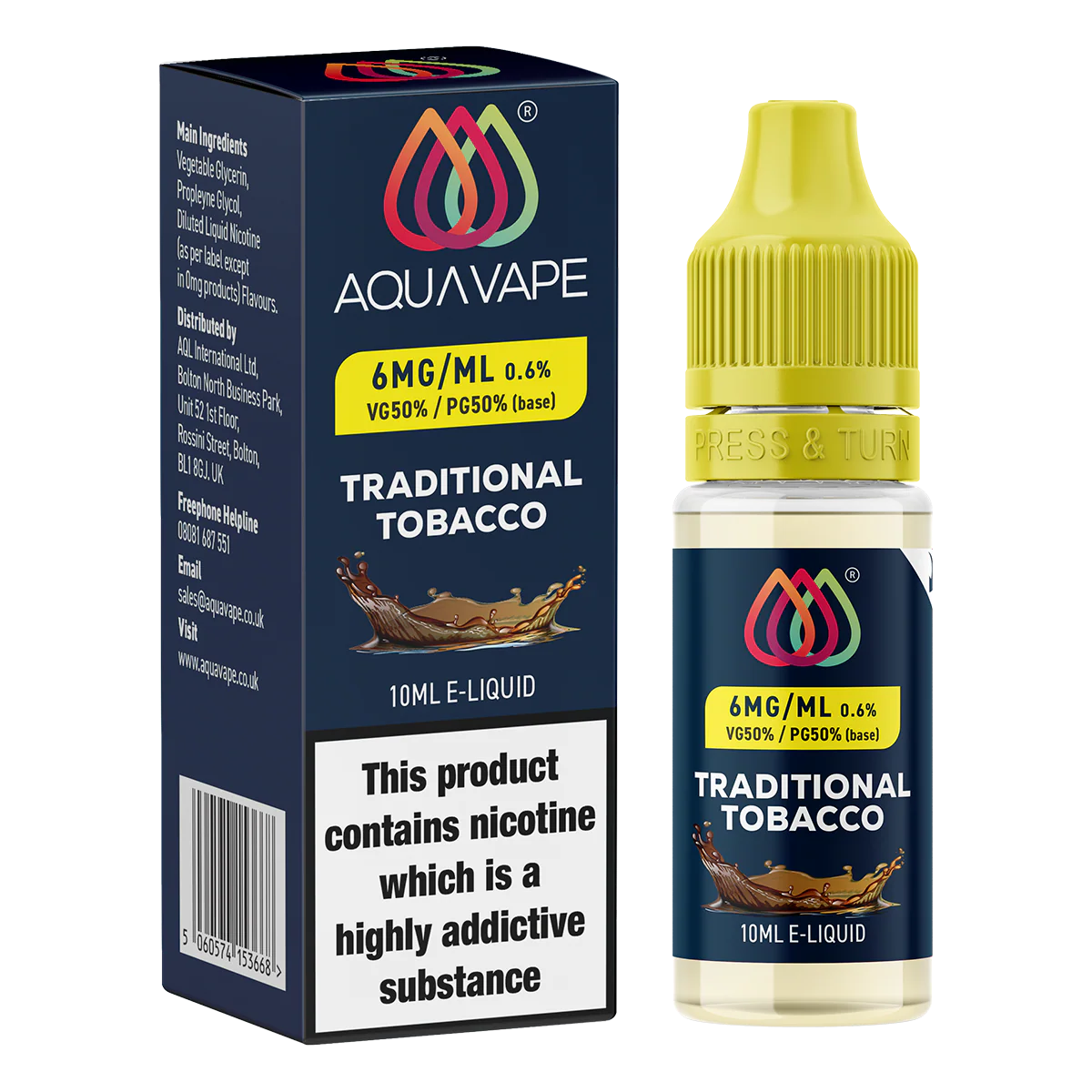 Traditional Tobacco E-Liquid by Aquavape - 10ml - Image 4