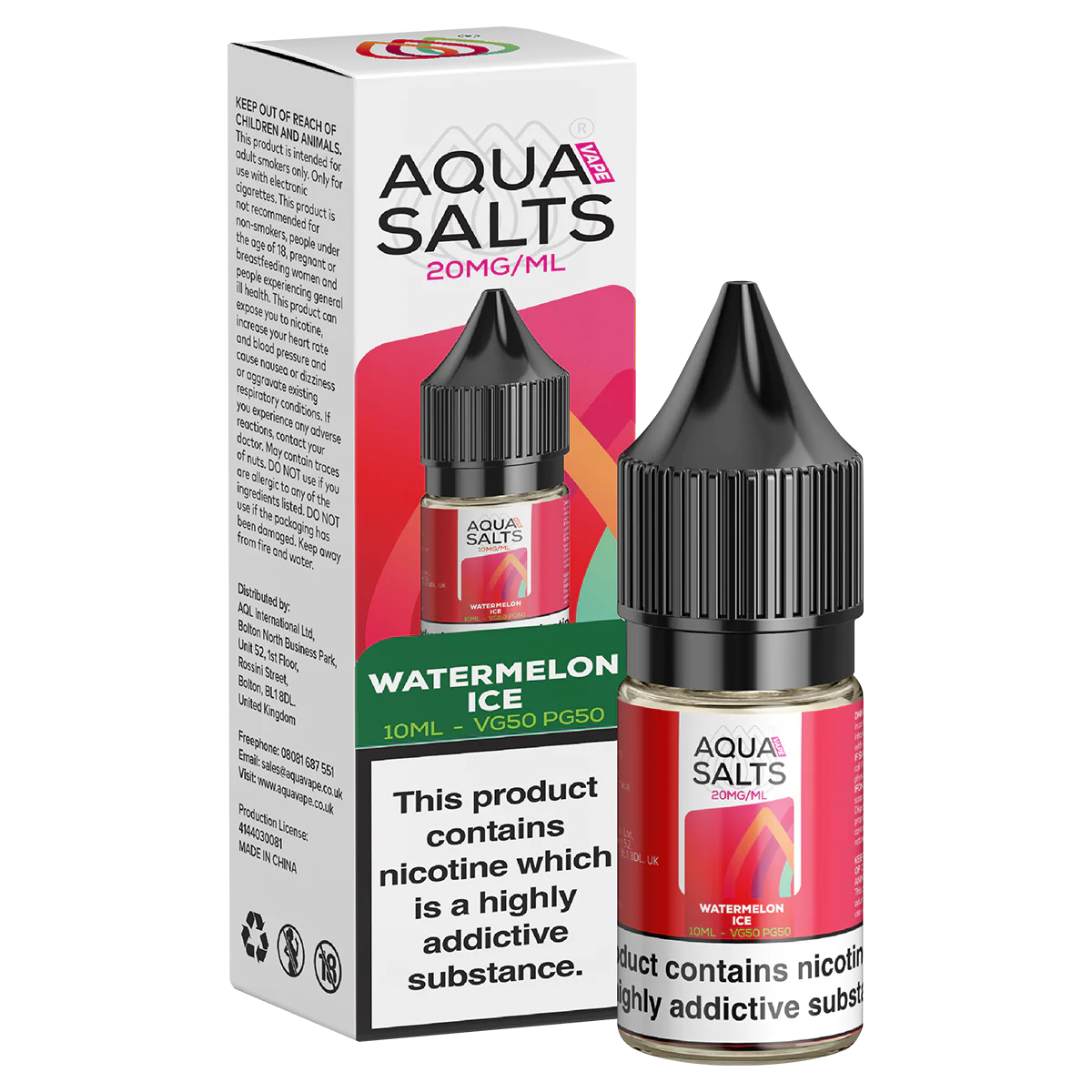 Watermelon Ice Nic Salt by Aqua Salts 10ml - Image 2